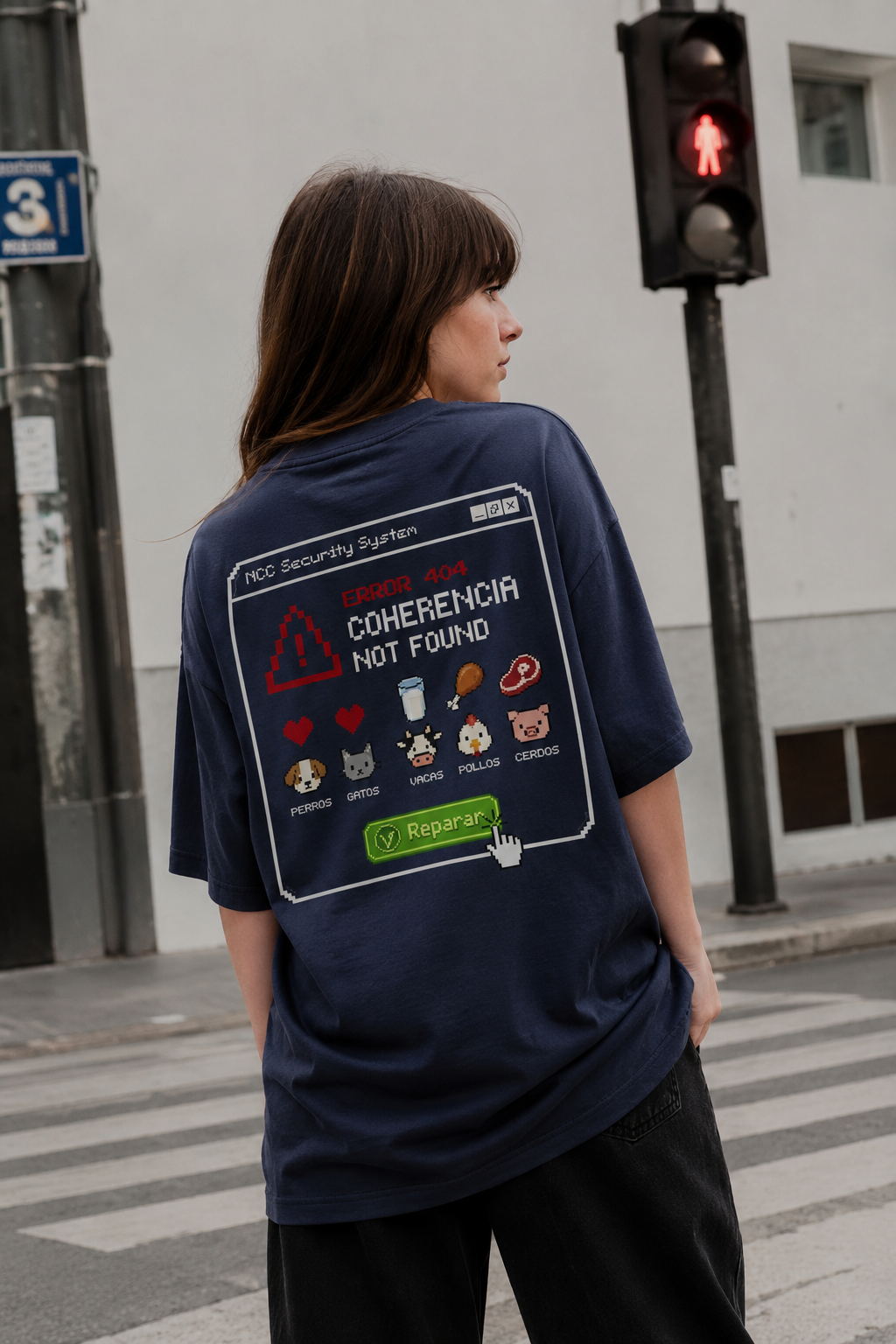 Polera Oversize "404 Coherencia Not Found" — Unisex