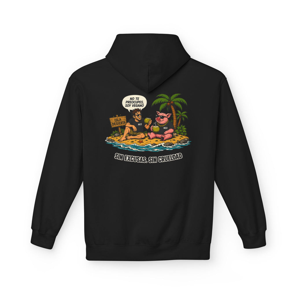 Polerón con Gorro "Vegano en una Isla Desierta"