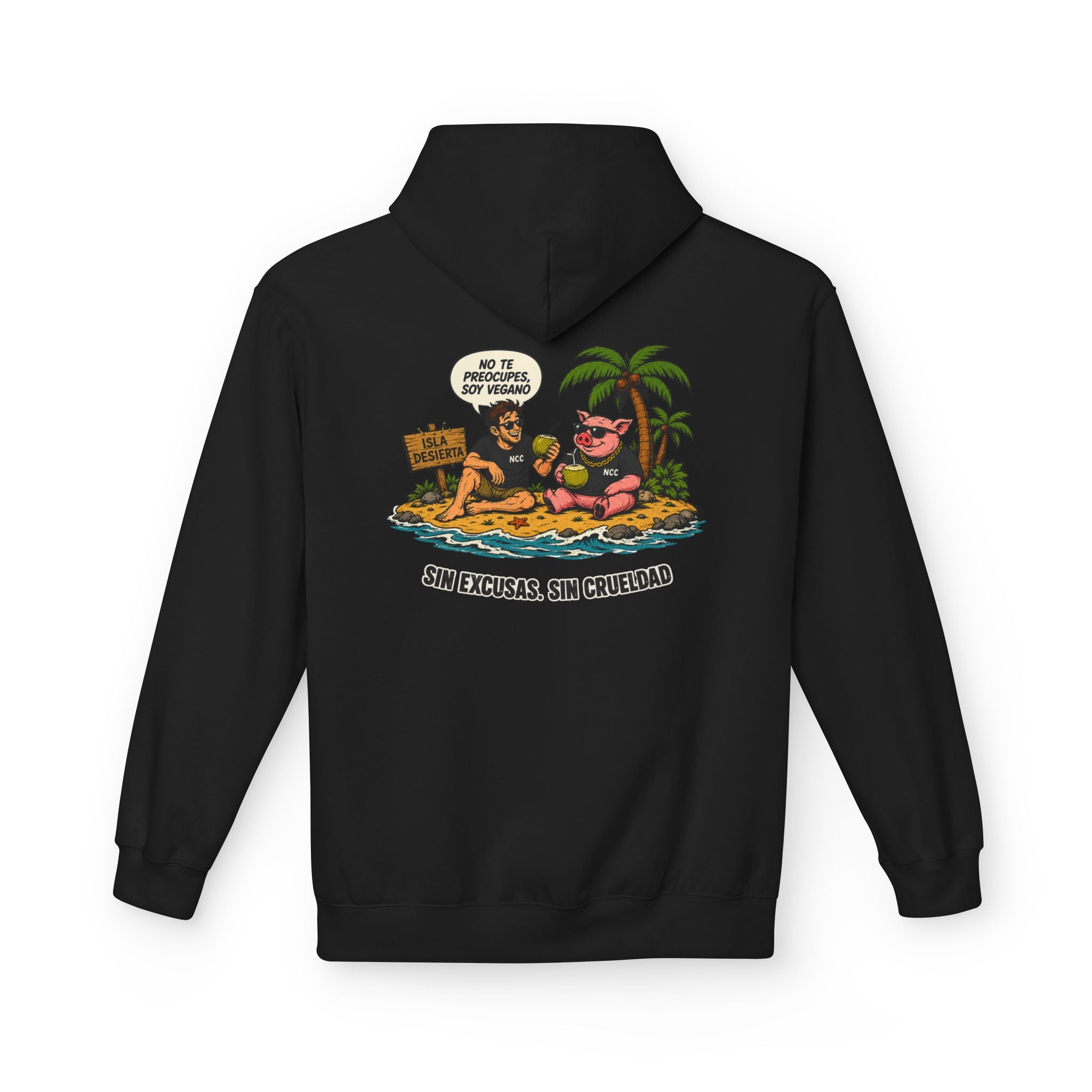 Polerón con Gorro "Vegano en una Isla Desierta"