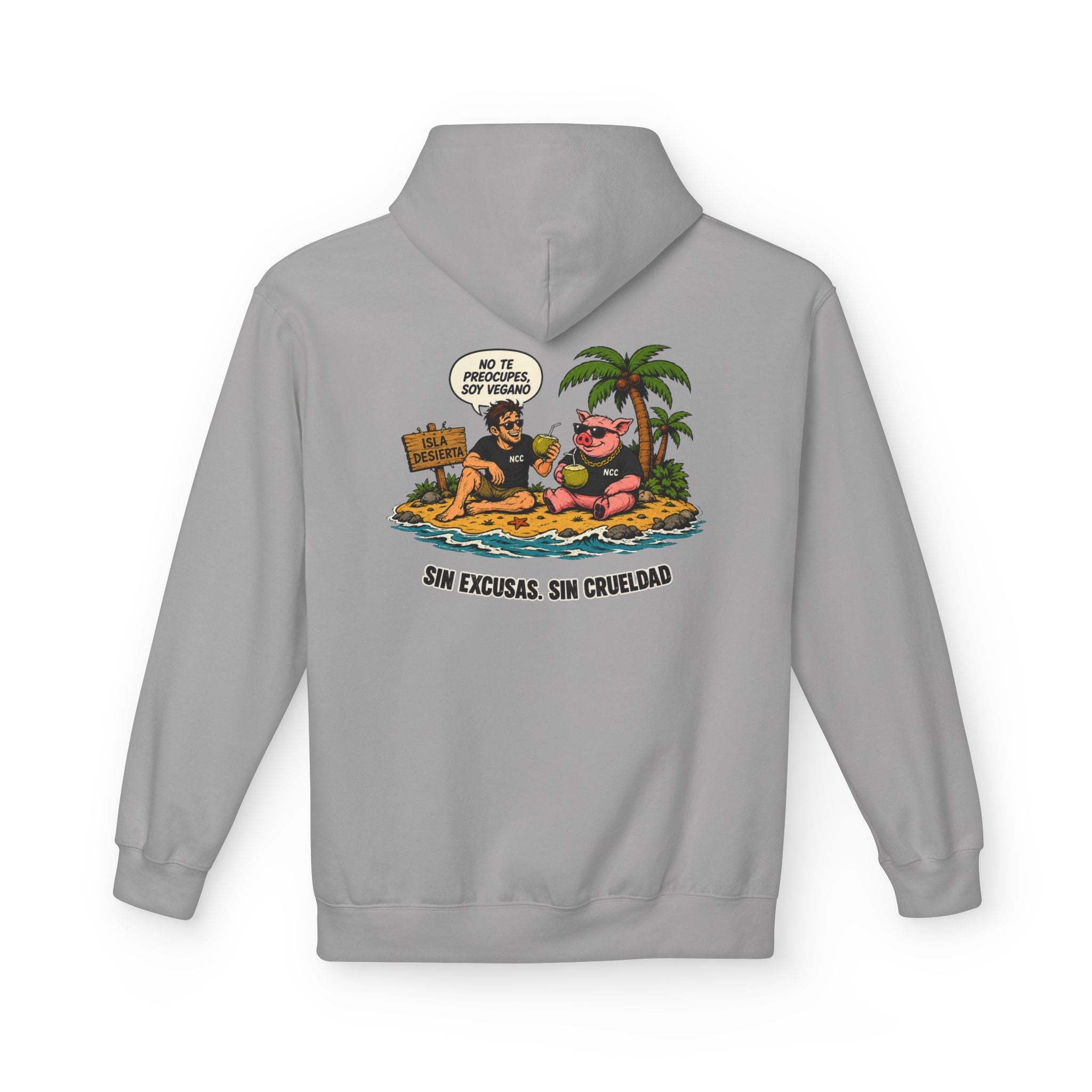 Polerón con Gorro "Vegano en una Isla Desierta"