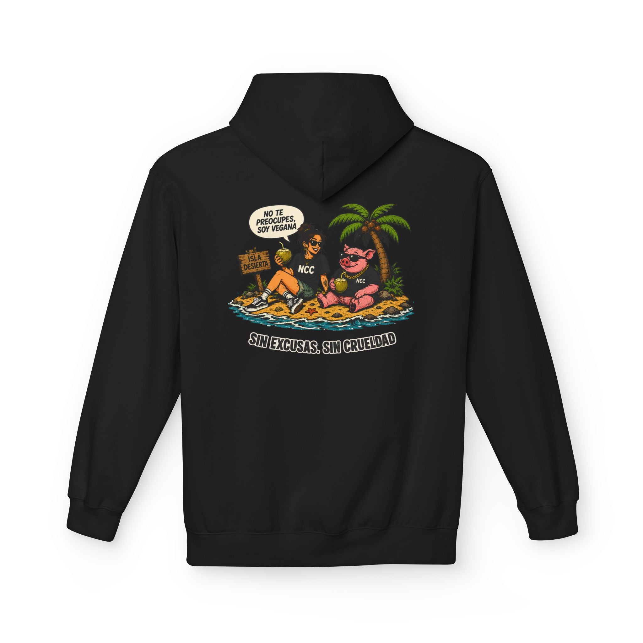 Polerón con Gorro "Vegana en una Isla Desierta"
